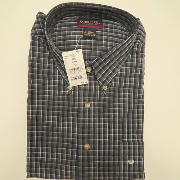 Saddlebred Men’s Long Sleeve Button Down Cotton Shirt XXL New With Tag - Picture 3 of 6